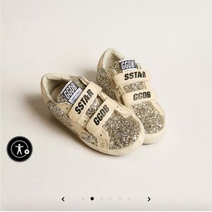 Kids Glitter Upper Leather Star and Heel 
Platinum/Cream